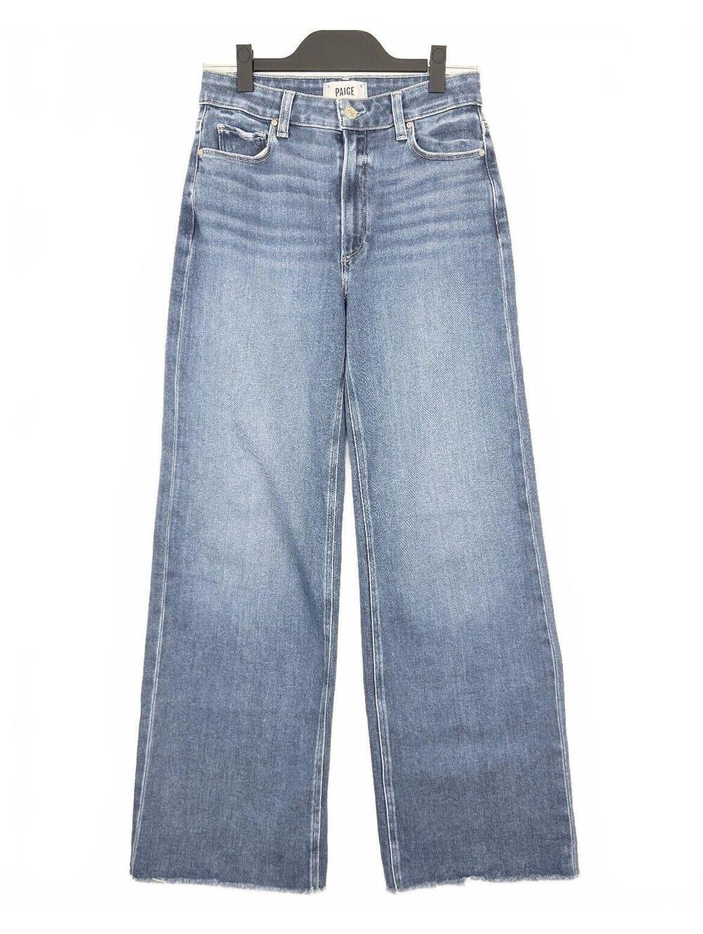 PAIGE Anessa High Rise 31" Wide Leg Raw Hem Jeans Arpeggio Size 27